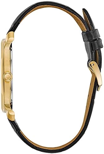 Bulova Men's Classic 3-Hand Quartz Black Leather Strap Watch, Roman Numeral Markers, 41mm
