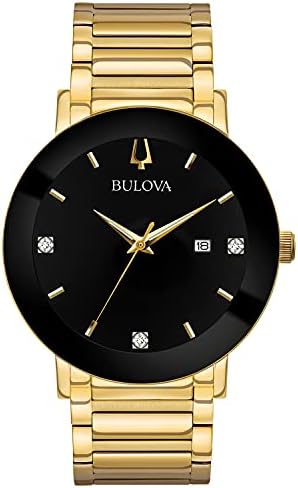 Bulova Men's 3-Hand Quartz Watch with Diamond Dial and Edge to Edge Crystal