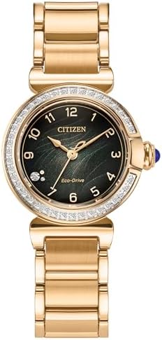 CITIZEN Eco-Drive L Mae Green Dial Rose Gold-Tone Stainless Steel Bracelet Watch...