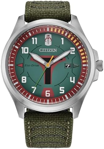 Citizen Mens Eco-Drive Boba Fett Watch, Silver-Tone Stainless Steel Case with a ...
