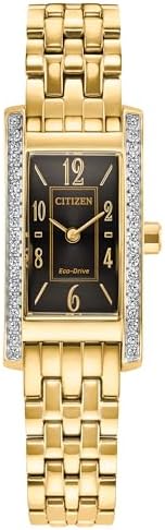 CITIZEN Eco-Drive Petite Palidoro Black Dial Gold-Tone Stainless Steel Watch 28.3mm -EG7112-59E