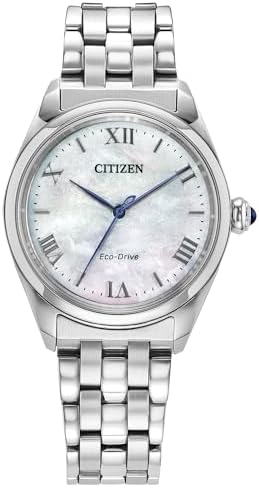 CITIZEN Ladies Eco-Drive L Classic: 33mm Silver-Tone Stainless Steel Case with a Mother-of-Pearl Dial (Style: EM1140-80D)