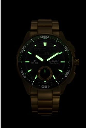 CITIZEN Men's Eco-Drive WaveTracker: 42mm Light Gold-Tone Stainless Steel Case with a Black Sunray Dial & MIP LCD Display (Style: JV3002-51E)