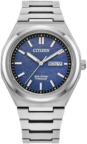 Citizen Men's Eco-Drive Zenshin Three-Hand Blue Dial Super Titanium Watch 39mm -...