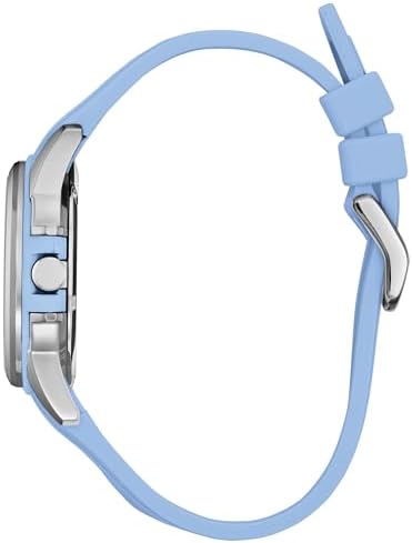 CITIZEN Ladies Eco-Drive Veya, 33.4mm Silver-Tone Stainless Steel Case with a Blue Silicon Strap & Silver-White Dial (Style: FE1260-09A)