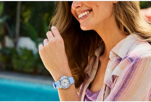 CITIZEN Ladies Eco-Drive Veya, 33.4mm Silver-Tone Stainless Steel Case with a Blue Silicon Strap & Silver-White Dial (Style: FE1260-09A)