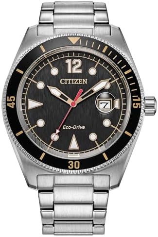 CITIZEN Mens Eco-Drive Terra Force, Silver-Tone Stainless Steel Case