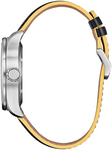 CITIZEN Men's Eco-Drive Marvel Comics X-Men, 42.3mm Silver-Tone Stainless Steel Case with a Black Leather Strap & Black Dial (Style: AW5007-17W)