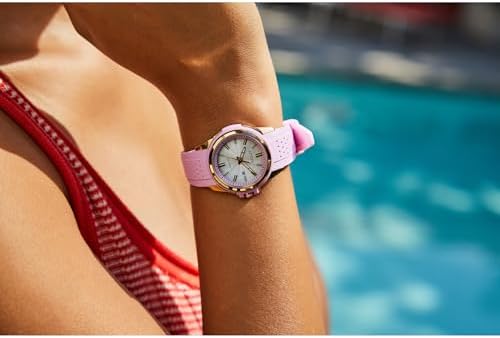 CITIZEN Ladies Eco-Drive Veya, 33.4mm Rose Gold-Tone Stainless Steel Case with a Pink Silicone Strap & Silver-White Dial (Style: FE1263-01A)