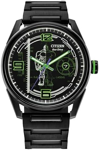 Citizen Men's Eco-Drive Marvel Hulk Watch, Black Stainless Steel Bracelet, Black Dial, Date (Model: BM7675-57W)