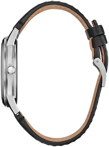Citizen Men's Eco-Drive Disney Mickey Mouse & Friends Watch, Black Leather Strap, Black Dial, Date (Model: AW1860-01W)