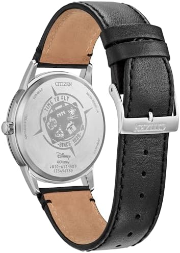 Citizen Men's Eco-Drive Disney Mickey Mouse & Friends Watch, Black Leather Strap, Black Dial, Date (Model: AW1860-01W)