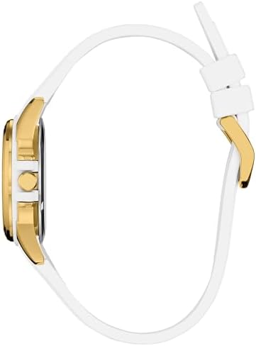CITIZEN Ladies Eco-Drive Veya, 33.4mm Gold-Tone Stainless Steel Case with a White Silicone Strap & Silver-White Dial (Style: FE1262-03A)