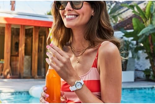 CITIZEN Ladies Eco-Drive Veya, 33.4mm Gold-Tone Stainless Steel Case with a White Silicone Strap & Silver-White Dial (Style: FE1262-03A)