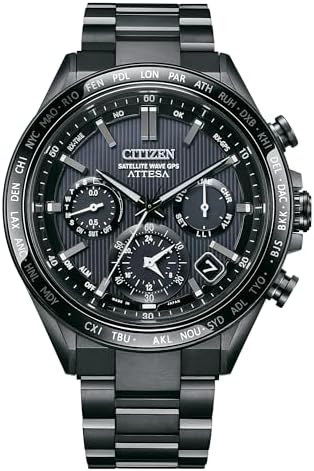 CITIZEN Mens Eco-Drive Attesa Satellite Wave GPS Chronograph, Black Super Titanium with DLC Coated Case & Bracelet, Black Dial (Style: CC4055-65E)