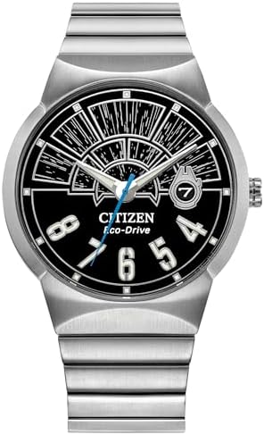 Citizen Men's Eco-Drive Star Wars, Millennium Falcon Black Dial, 3 Hand Silver-Tone Stainless Steel Bracelete Watch (BM7581-59W)
