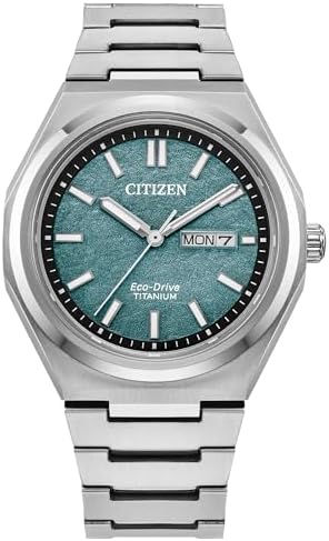 Citizen Men's Eco-Drive Zenshin Three-Hand Green Dial Super Titanium Watch 39mm - AW0130-85X