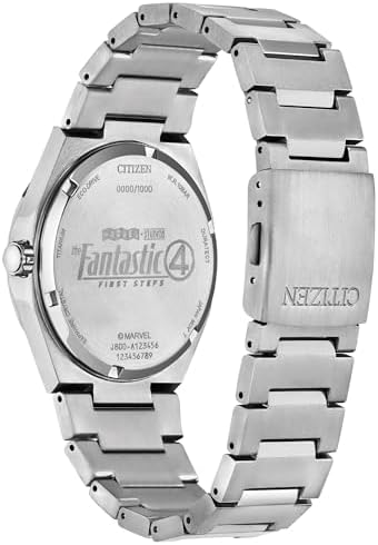 Citizen Men's Eco-Drive The Fantastic 4, Silver-Tone Super Titanium Watch, Blue Dial, Day/Date (Model: AW0131-66W)
