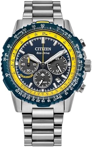 Citizen Men's Eco-Drive Blue Angels Promaster Navihawk Watch, Stainless Steel Bracelet, Chronograph Measures up to 60 Minutes, 12/24 Hour Time (Model: CA4667-53L)