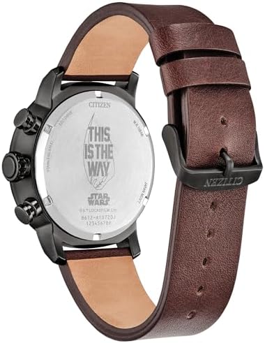 CITIZEN Men's Eco-Drive Mandalorian Chronograph, 44mm Two-Tone Ion-Plated Stainless Steel Case with a Brown Leather Strap & Gray Dial (Style: CA0857-09W)