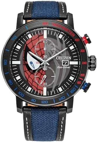 CITIZEN Men's Eco-Drive Spider-Man Double Vision, Black IP Stainless Steel Case ...