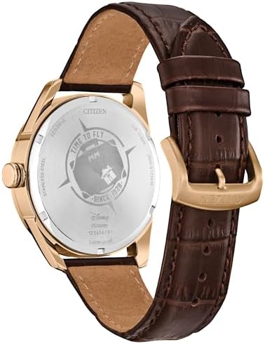 Citizen Men's Eco-Drive Hometown Mickey Mouse, Brown Leather Strap, Gold-Tone Stainless Steel Case Watch (Model: AW0088-04W)