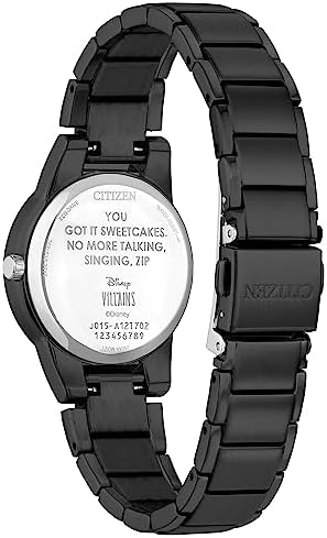 Citizen Women's Eco-Drive Disney Villian Ursula Crystal Watch and Pin Gift Set in Black Ion Plated Watch, Black Dial (Model: GA1075-68W)