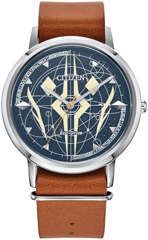 Citizen Men's Eco-Drive Ahsoka Tano Star Wars Watch, Stainless Steel Case, Diamond-Shaped Markers, Brown Leather Strap (Model: BJ6508-02W)