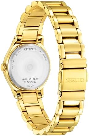 Citizen Ladies Eco-Drive Axiom Moden Eco, Gold-Tone Stainless Steel Bracelet Watch, Black Dial (Model: EM0737-58E)