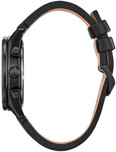 Citizen Men's Eco-Drive Weekender Sport Casual, Black Stainless Steel Watch, Black Leather Strap, Chronograph (Model: CA0775-01E)