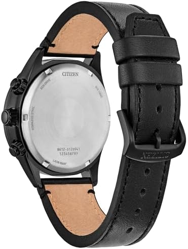 Citizen Men's Eco-Drive Weekender Sport Casual, Black Stainless Steel Watch, Black Leather Strap, Chronograph (Model: CA0775-01E)