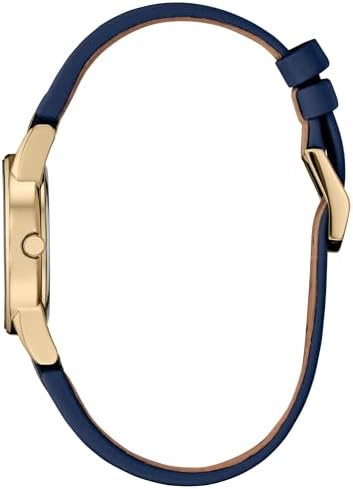 Citizen Ladies' Eco-Drive Disney Princess Snow White Gold Stainless Steel Case with Blue Leather Strap Watch and Pin Gift Set, Pale Gold Dial, Date (Model: GA1079-41W)