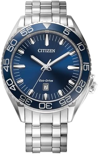 Citizen Men's Eco-Drive Sport Luxury Carson Watch, Stainless-Steel Bracelet and Case, 3 Hand, Date