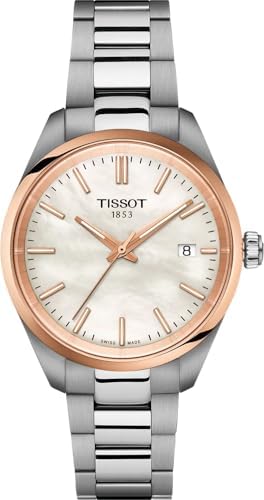Tissot PR 100 34mm, Swiss Quartz Watch for Women, Stainless Steel Case, White Mother of Pearl Dial, T1502102111100