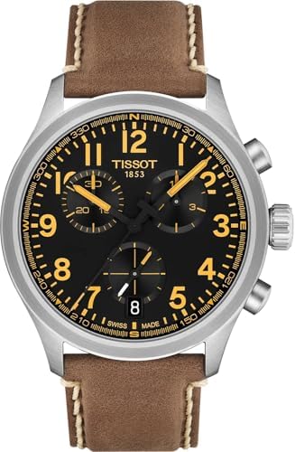 Tissot Chrono L 42mm, Swiss Quartz Chronograph Watch for Men, Stainless Steel Case, Black Dial
