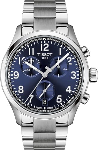 Tissot Chrono L 42mm, Swiss Quartz Chronograph Watch for Men, Stainless Steel Case, Blue Dial