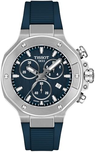 Tissot T-Race 38mm, Swiss Quartz Chronograph Watch for Men and Women, Stainless Steel Case, Blue Dial, T1418171704100