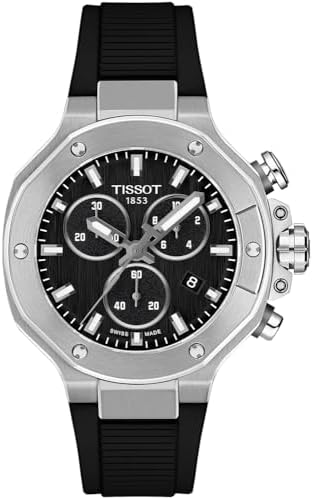 Tissot T-Race 38mm, Swiss Quartz Chronograph Watch for Men and Women, Stainless Steel Case, Black Dial, T1418171705100