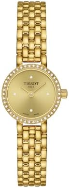 Tissot Womens Lovely Round 316L Stainless Steel case with Diamonds with Yellow Gold PVD Coating Quartz Watches, Grey, Stainless Steel, 6 (T1400096302600)