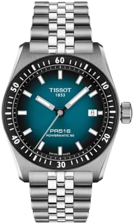 Tissot PR516 38mm, Swiss Automatic Watch for Men and Women, Stainless Steel Case, Blue Dial, T1494071104100