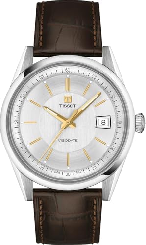 Tissot Visodate 39mm, Swiss Automatic Watch for Men and Women, Stainless Steel Case, Silver Dial, T1574071603100