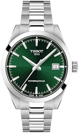 Tissot Gentleman 38mm, Swiss Automatic Watch for Men, Stainless Steel Case, Green Dial, T1658071109100