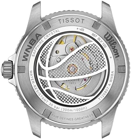 Tissot Womens Seastar Wilson WNBA 316L Stainless Steel Case Automatic Watch, Orange, Leather Strap, (T1208071705100)