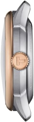 Tissot Womens Tissot Chemin des Tourelles Powermatic 80 34 mm 316L Stainless Steel case with Rose Gold PVD Coating Automatic Watches, Grey, Stainless Steel, 18 (T1392072203800)