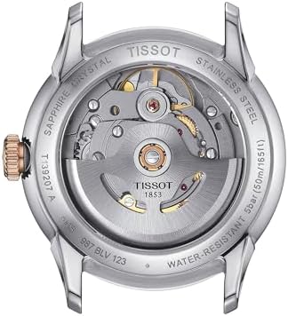 Tissot Womens Tissot Chemin des Tourelles Powermatic 80 34 mm 316L Stainless Steel case with Rose Gold PVD Coating Automatic Watches, Grey, Stainless Steel, 18 (T1392072203800)