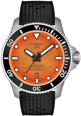 Tissot Seastar 2000 Professional Powermatic 80 44mm, Automatic Swiss Movement, Watch for Men, Stainless Steel Case, Orange Dial