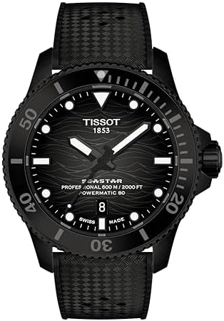 Tissot Seastar 2000 Professional Powermatic 80 44mm, Automatic Swiss Movement, Watch for Men, Stainless Steel Case, Black Dial