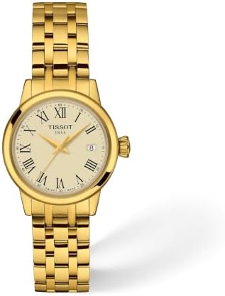 Tissot Classic Dream 28mm, Swiss Quartz Watch for Women, Stainless Steel Case with Gold PVD Coating, Champagne Dial, T1292103326300