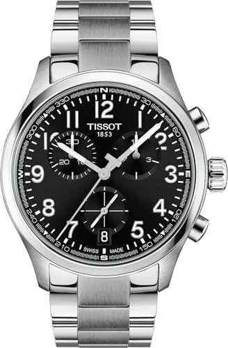 Tissot Chrono L 42mm, Swiss Quartz Chronograph Watch for Men, Stainless Steel Case, Black Dial