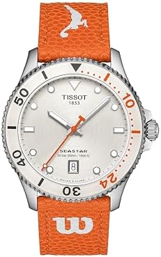 Tissot Womens Seastar Wilson WNBA 316L Stainless Steel Case Quartz Watch, Orange, Leather Strap, (T1204101701100)